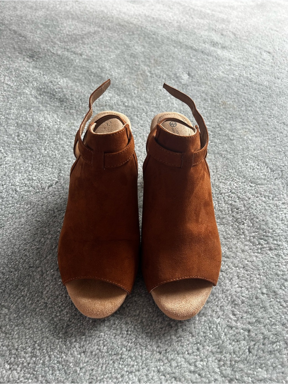 Women's Open-Toe Suede Ankle Bootie in Rust